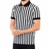 Men's Vertical Striped Polo T-Shirt Black and White