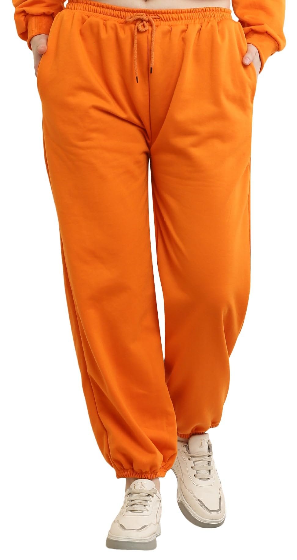 Elegance Men's Soild Comfort Wear Loose Fit Fleece Warm Track Pants Lower || Regular & Plus Sizes || Small - 10XL || (11COLOURS) (Orange, X-Large)