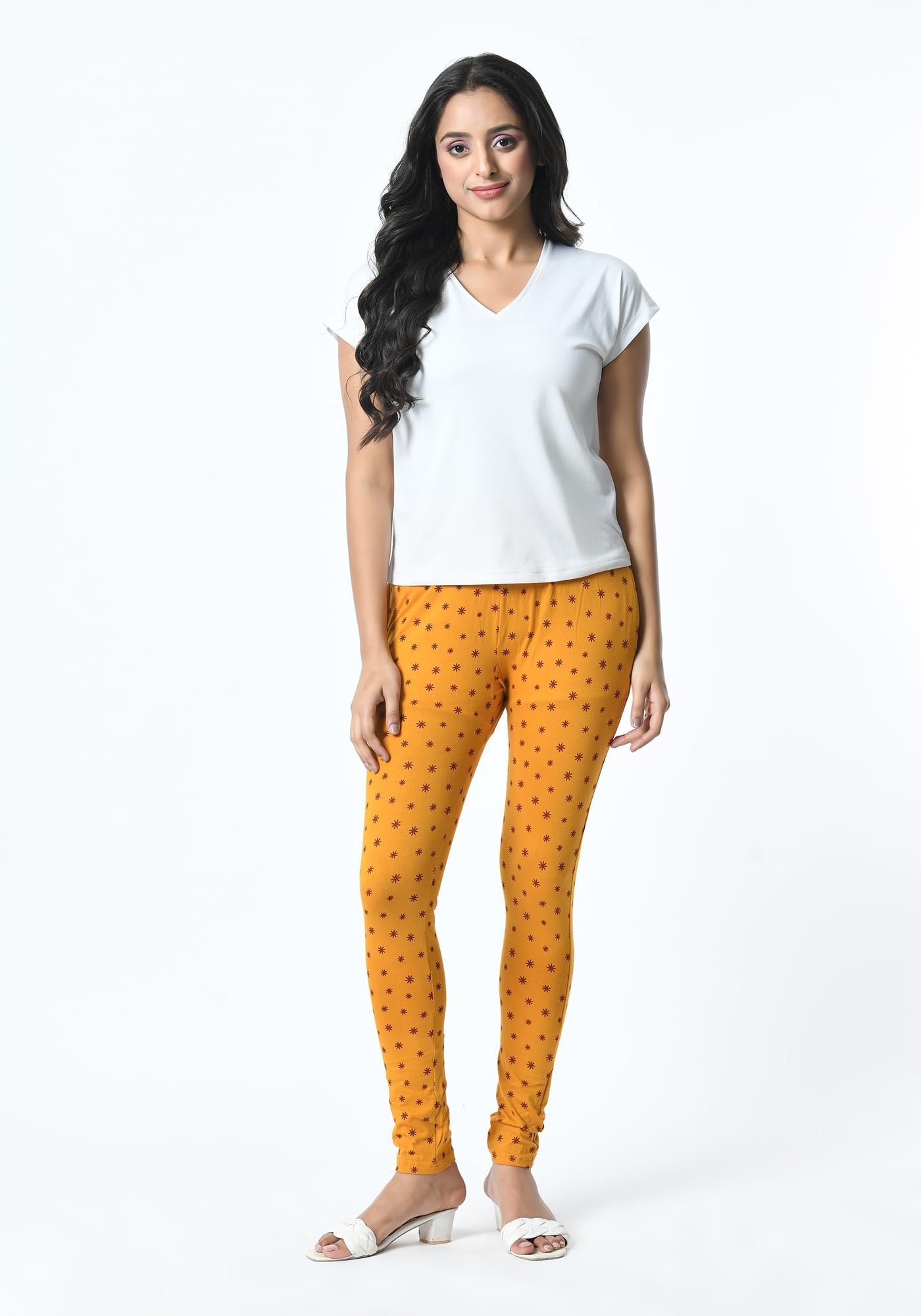 Women Cotton Printed Slim Side Pocket Leggings Pants (Pack of 3) Mustard,Bottle Green,Black2 - Image 2