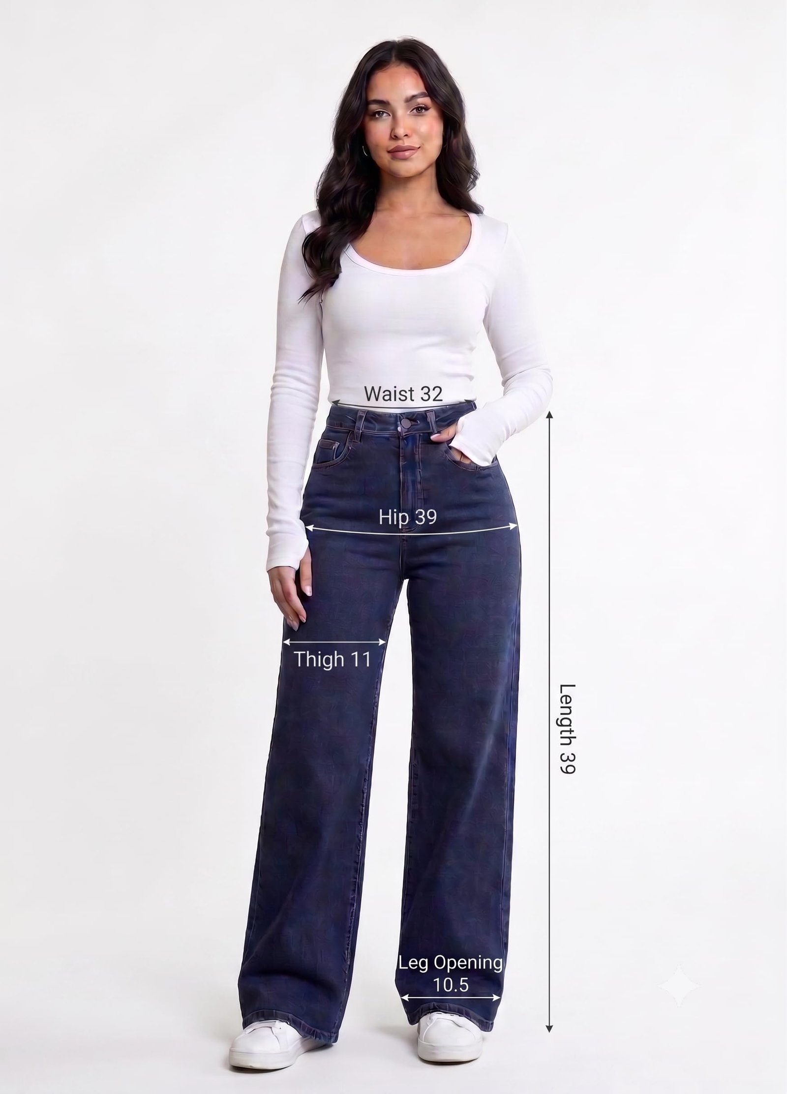 Women's High Rise Wide Leg Stretch Denim Jeans|| Dark Blue Denim for Girls|| Blue ||Relaxed fit Loose Jeans Women || Full Length Casual Denim Pants with 4 Pockets || Numeric 28, Regular, Standard - Image 4