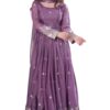 Women Diamond Silk Anarkali Gown with Dupatta | Embroidery Sequins Work Ethnic Outfit | Fully Stitched Lavender