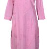 Women's Pink Cotton Kurti with Floral Chikankari Hand Embroidery, 3/4 Sleeve, Casual Wear (in, Alpha, 3XL, Pink)