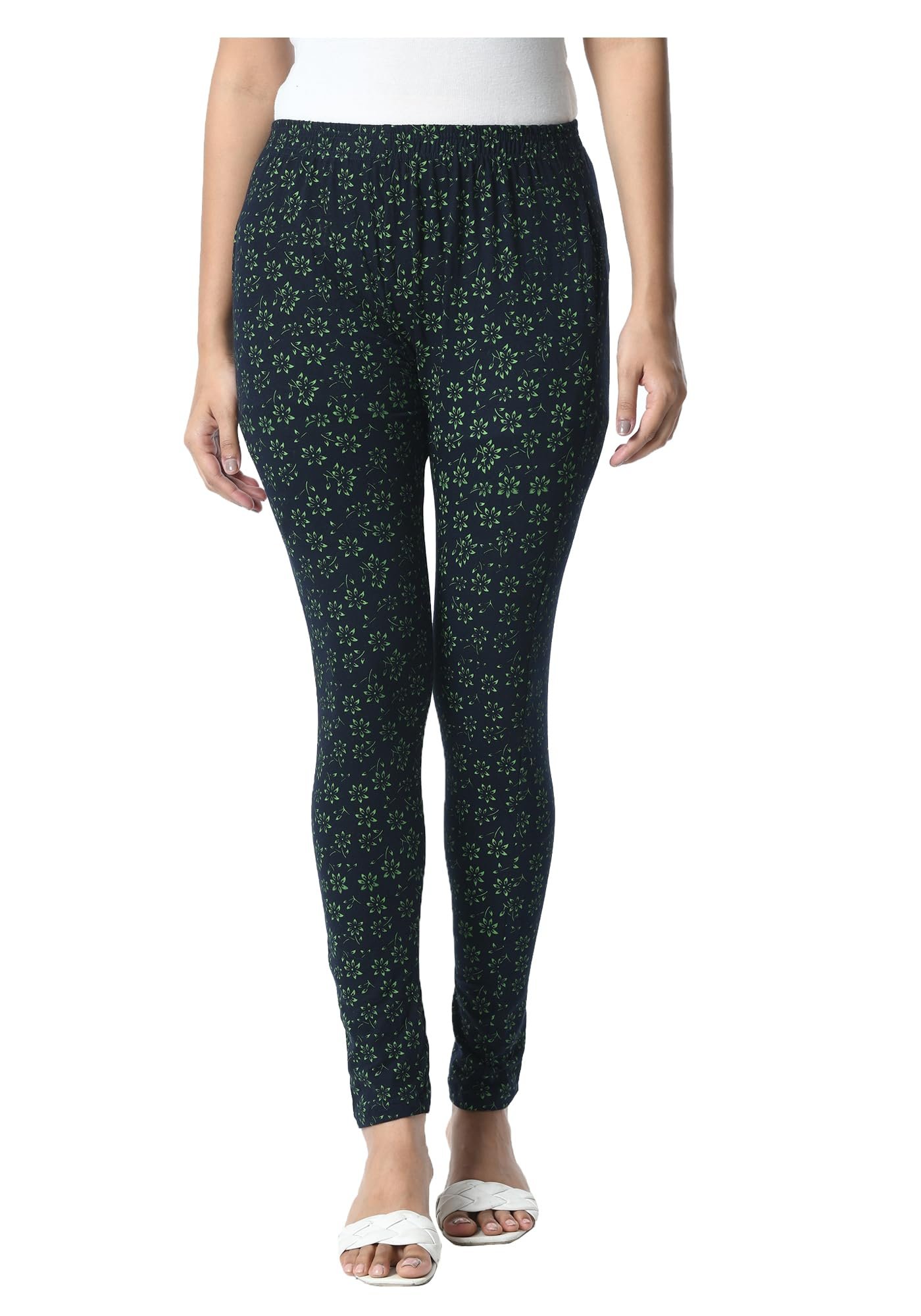 Women Cotton Printed Slim Side Pocket Leggings Pants (Pack of 3) Mustard,Bottle Green,Olive - Image 3