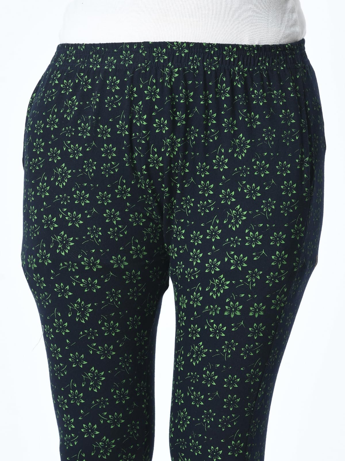 Women Cotton Printed Slim Side Pocket Leggings Pants (Pack of 3) Mustard,Bottle Green,Olive - Image 7