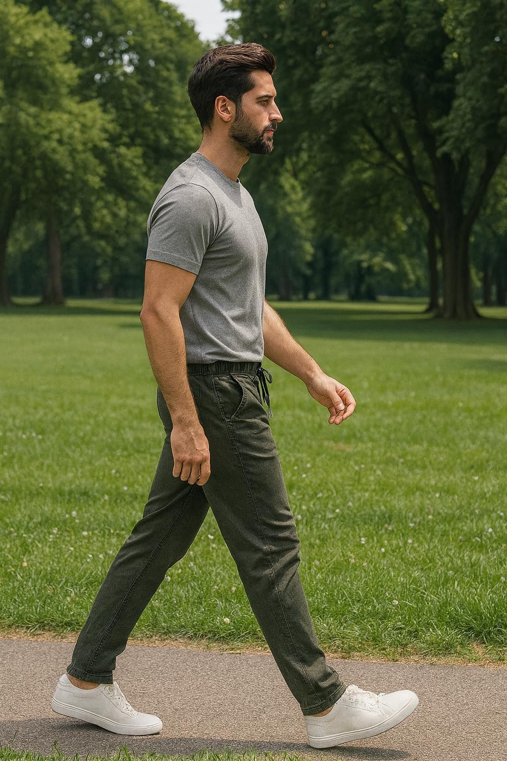 Hirrux Men Regular Fit Solid Denim Track Pants (in, Alpha, XL, Regular, Dark Green) - Image 3
