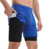 2-in-1 Men Running Shorts with Towel Loop Quick Dry Exercise Shorts with Pockets for Training Gym Workout