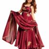 Women's Embroidered Anarkali Kurta Set with Dupatta | Sleeveless Ethnic Suit Set for Wedding, Festive, Party, Traditional, Function & Celebration Wear (IN, Alpha, Regular, maroon)