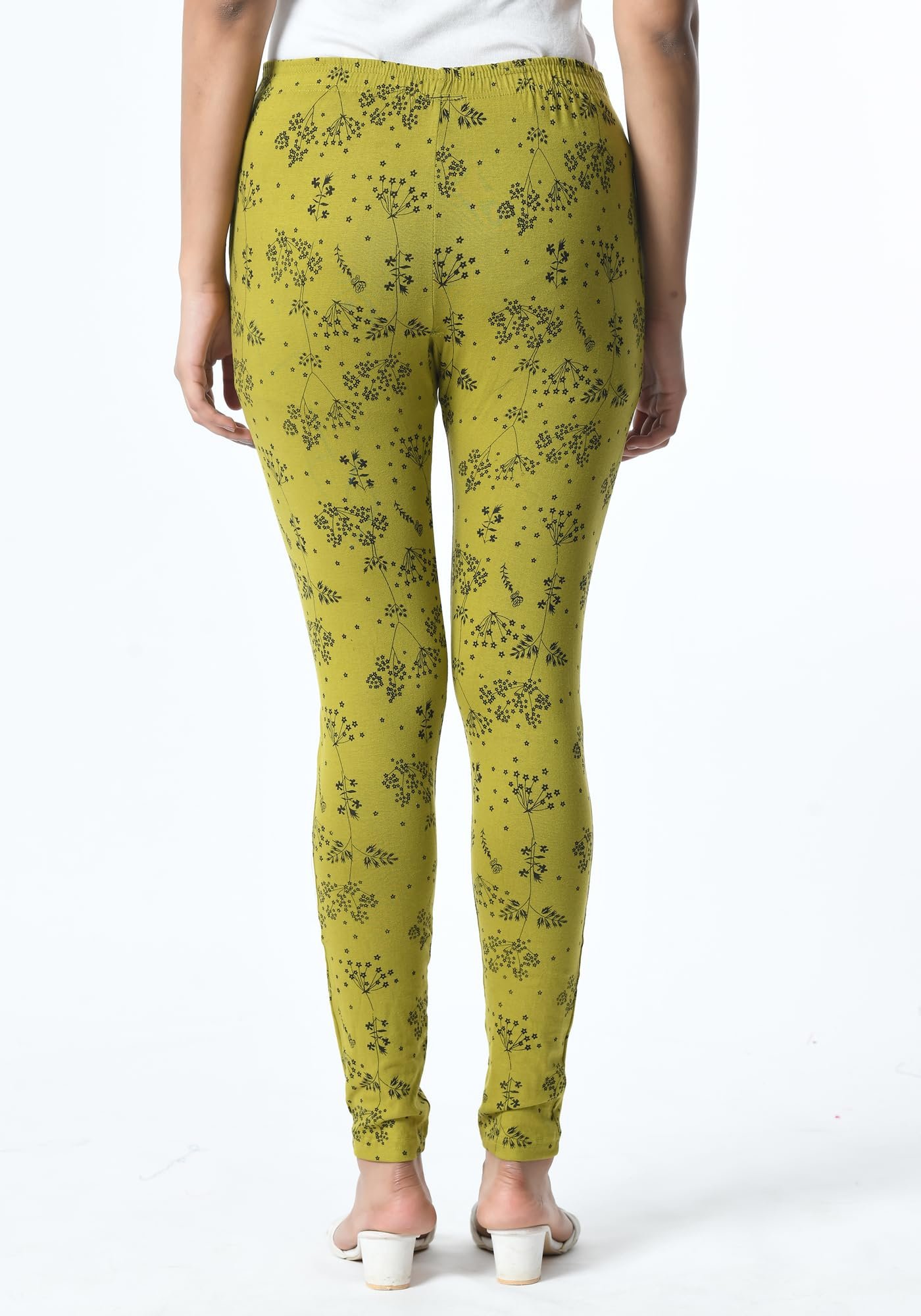 Women Cotton Printed Slim Side Pocket Leggings Pants (Pack of 3) Mustard,Bottle Green,Olive - Image 5
