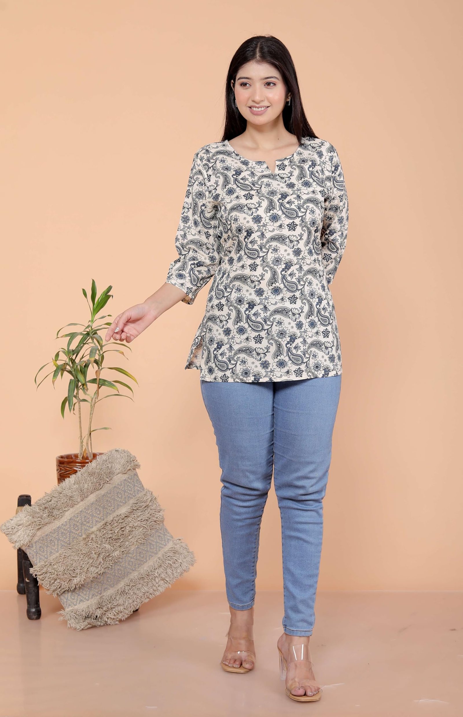 Masiullah stor Women's Short Kurti Tops for Jeans | Stylish Rayon Kurta for Girls | Trendy Ethnic Short Kurta for Daily & Office Wear PR20 - Image 4