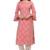 Women's and Girl's Foil Print Bell Sleeve Dual Tone Kurti (X-Large) Pack of 2 Pink