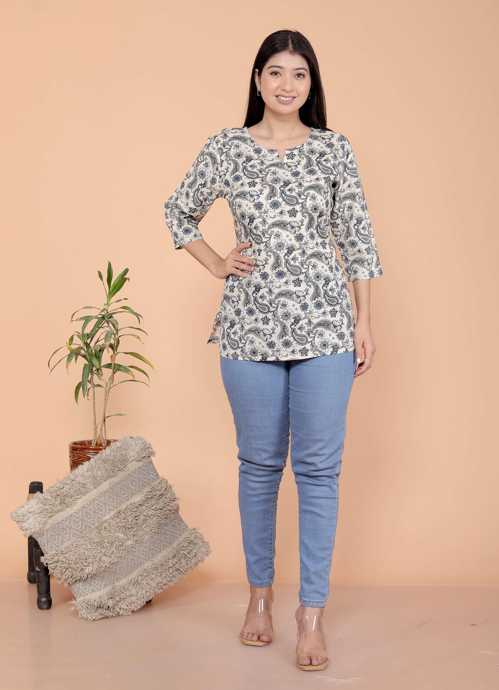 Masiullah stor Women's Short Kurti Tops for Jeans | Stylish Rayon Kurta for Girls | Trendy Ethnic Short Kurta for Daily & Office Wear PR20 - Image 3