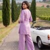 vrajart Kurti Set for Women Roman Silk Straight Kurta with Pant Embroidered Kurti Pant Set Women Kurta Set with Straight Pants Ethnic Wear for Office Casual Wear (in, Alpha, 2XL, Pink)