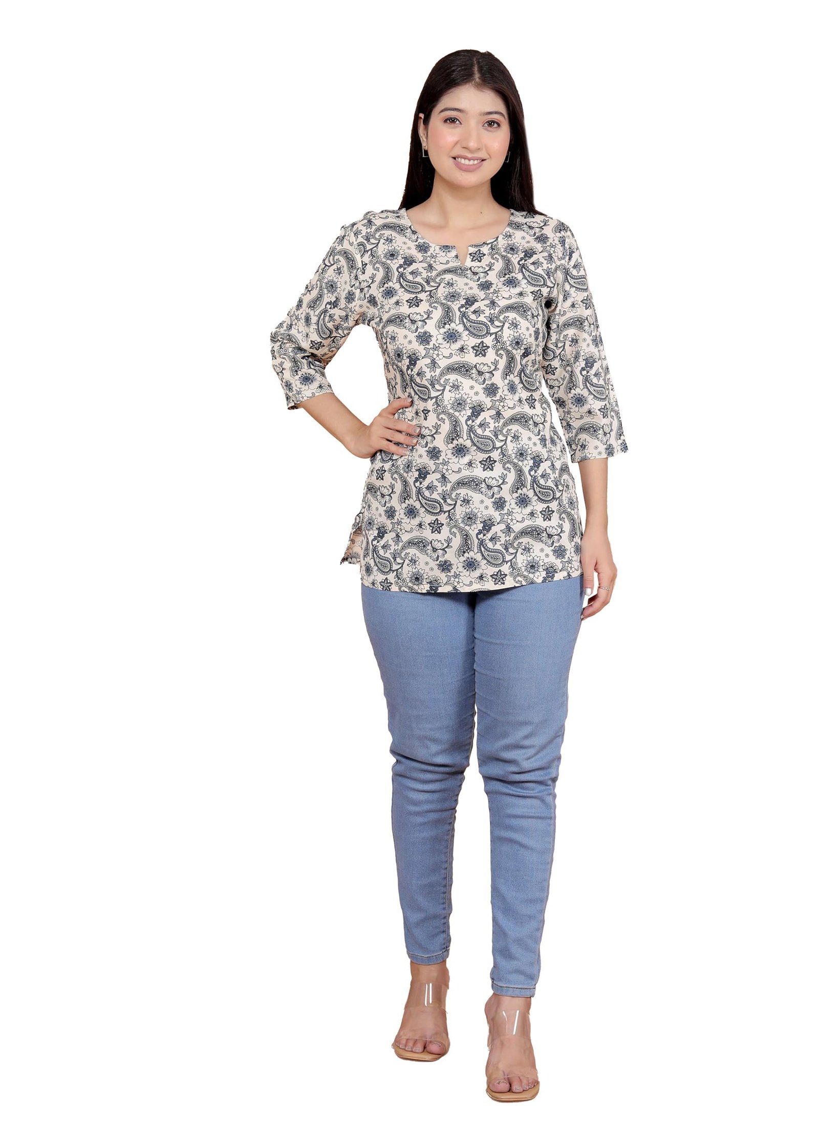 Masiullah stor Women's Short Kurti Tops for Jeans | Stylish Rayon Kurta for Girls | Trendy Ethnic Short Kurta for Daily & Office Wear PR20